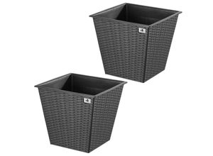 4251083911554 - Pflanzkübel aus Polyrattan 2er Set 415 x 415 x 38 cm anthrazit