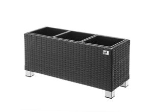 4251083911585 - Pflanzkübel Polyrattan 78 x 27 x 34 cm für Innen und Außen Kunststoffeinsatz anthrazit