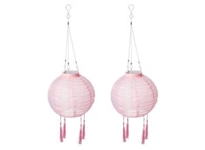 4251083915743 - Solar Lampion XXL 2er Set mit Quasten pink Ø ca 20 cm mit 1 warmweißen LED