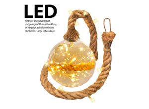 4251083916467 - AMARE LED Kugel Bernstein beleuchtet am Seil 15 cm