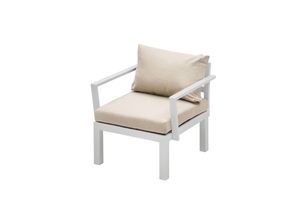 4251083917129 - GARTENFREUDE Aluminium Sessel Ambience 75x63x44 cm weiß   beige   Aluminium weiß