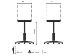 4251084638672 - Arbeitsstuhl Arbeitshocker WORK MF Stoff ohne Armlehnen hjh OFFICE