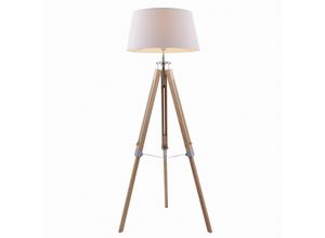 4251096525014 - Lindby - Stehlampe Katie mit dreibeinigem Holzgestell - weiß holz hell