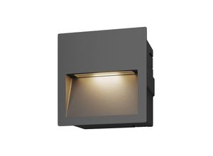 4251096526073 - Lucande LED-Wandeinbauleuchte Loya quadratisch grau außen - dunkelgrau klar