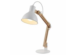 4251096528336 - Lindby - Holz-Schreibtischlampe Shivanja mit weißem Schirm - weiß esche