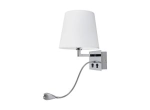 4251096544473 - Lindby - Stoffwandleuchte Leonella mit LED-Leselampe - weiß chrom