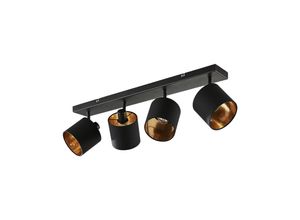 4251096555554 - Lindby - Stoff-Deckenlampe Vasilia in Schwarz-Gold 4-fl - Schwarz gold