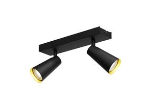 4251096569803 - Lucande - Angelina Deckenlampe schwarz-gold 2-fl - Schwarz gold