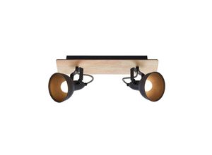 4251096577747 - Aylis Deckenlampe 2-flg 40 cm schwarz Holz E14 - Schwarz holz hell - Lindby