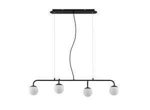 4251096583649 - Hängeleuchte Rama schwarz Eisen Glas 112 cm lang - weiß Schwarz - Lucande 4251096583649 - Hängeleuchte Rama schwarz Eisen Glas 112 cm lang - weiß Schwarz - Lucande