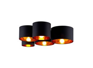 4251096585285 - Laurenz Deckenlampe 5-fl 83cm schwarz-gold - Schwarz gold - Lindby