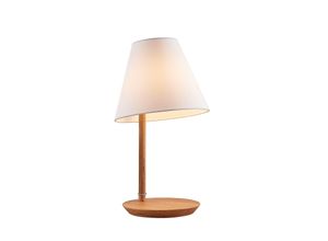 4251096593419 - Lucande - Jinda Tischlampe Holzgestell Stoff weiß - weiß eiche dunkel