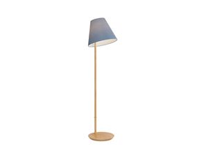 4251096593433 - Jinda Stehlampe Holzgestell Stoff blau - Blau eiche dunkel - Lucande