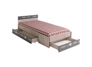 4251105906407 - Einzelbett mit drei Schubkästen Fabric Esche-grau