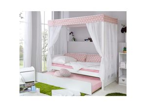 4251105926757 - TiCAA Himmelbett Rosa 310 Kiefer Weiß (Rosa Weiß Stern)