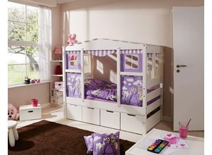 4251105929130 - Ticaa Hausbett MINI Prinzessin Lila Var 1 - mit Zusatzbett - inkl 2 Matratzen