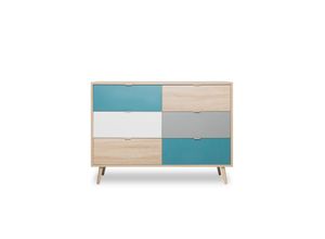 4251105958154 - Kommode Emilia Sonoma Eiche   Tricolor 6x Schubkästen