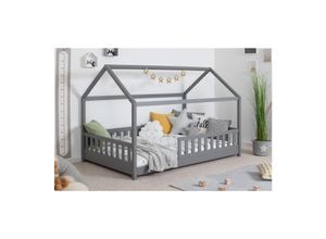 4251105968955 - TiCAA TiCAA Kinderbett Hausbett Kay 90x200 cm 100x200 cm 120x200 cm 140x200 für Jungen & Mädchen inkl Rolllattenrost Rausfallschutz variabel Montessori Bett weiß aus Kiefer Massivholz