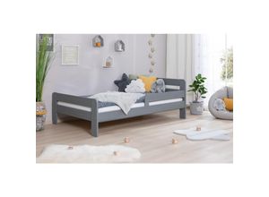 4251105970590 - TiCAA Einzelbett Kinderbett Jugendbett Bennet mit Rausfallschutz & Lattenrost für Schlafzimmer Kinderzimmer Kiefer Massivholz Bettgestell 90 x 200 cm