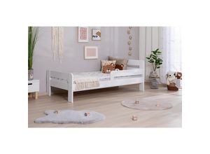 4251105970606 - TiCAA Einzelbett Kinderbett Jugendbett Bennet mit Rausfallschutz & Lattenrost für Schlafzimmer Kinderzimmer Kiefer Massivholz Bettgestell 90 x 200 cm