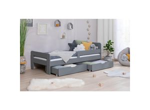 4251105970682 - TiCAA Einzelbett Kinderbett Jugendbett Bennet mit Schubkasten Rausfallschutz & Lattenrost für Schlafzimmer Kinderzimmer Kiefer Massivholz Bettgestell 90 x 200 cm