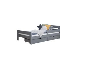 4251105970712 - TiCAA Einzelbett Kinderbett Jugendbett Bennet mit Schubkasten Rausfallschutz & Lattenrost für Schlafzimmer Kinderzimmer Kiefer Massivholz Bettgestell 90 x 200 cm