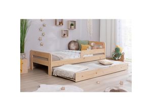 4251105970798 - TiCAA Einzelbett Kinderbett Jugendbett Bennet mit Zusatzbett Rausfallschutz & Lattenrost für Schlafzimmer Kinderzimmer Kiefer Massivholz Bettgestell 120 x 200 cm 4251105970798 - TiCAA Einzelbett Kinderbett Jugendbett Bennet mit Zusatzbett Rausfallschutz & Lattenrost für Schlafzimmer Kinderzimmer Kiefer Massivholz Bettgestell 120 x 200 cm