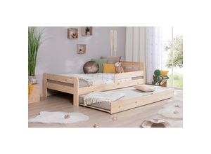 4251105970828 - TiCAA Einzelbett Kinderbett Jugendbett Bennet mit Zusatzbett Rausfallschutz & Lattenrost für Schlafzimmer Kinderzimmer Kiefer Massivholz Bettgestell 120 x 200 cm 4251105970828 - TiCAA Einzelbett Kinderbett Jugendbett Bennet mit Zusatzbett Rausfallschutz & Lattenrost für Schlafzimmer Kinderzimmer Kiefer Massivholz Bettgestell 120 x 200 cm