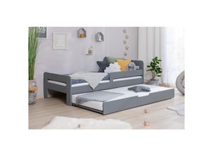 4251105970866 - TiCAA Einzelbett Kinderbett Jugendbett Bennet mit Zusatzbett Rausfallschutz & Lattenrost für Schlafzimmer Kinderzimmer Kiefer Massivholz Bettgestell 120 x 200 cm