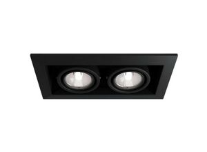 4251110012902 - - Metal Modern Einbau Twin Square Downlight Schwarz 2 Licht GU10