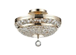 4251110014180 - - Ottilia Halbbündige Deckenlampe Gold & Kristall 3 Licht E14