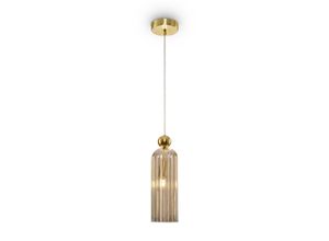 4251110031415 - Antic Moderne schmale Pendel-Deckenleuchte Gold Glas-Cognac-Schirm - Maytoni