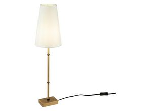 4251110037004 - Zaragoza schlanke Tischleuchte messing Stoffschirm weiß