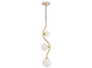 4251110070346 - Uva Moderne Uva 3-Licht-Gold-Pendelleuchte mit Glasschirm - Maytoni