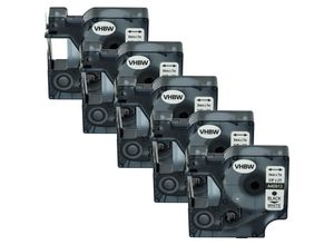 4251123962386 - 5x Schriftband-Kassette kompatibel mit Dymo LabelMaker pc PC2 Etiketten-Drucker 9mm Schwarz auf Weiß - Vhbw