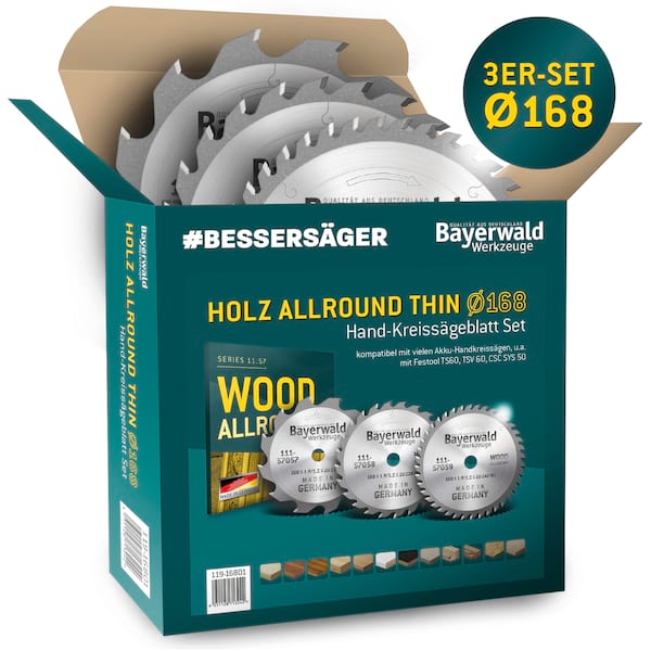 4251128713242 - HOLZ ALLROUND  Ø168 Akku-Handkreissägeblatt Set geeignet ua für Festool