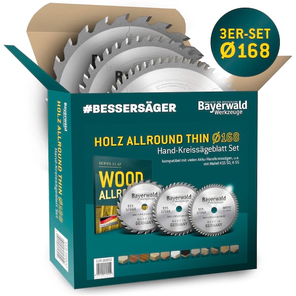 4251128713259 - HOLZ ALLROUND Ø168 Akku-Handkreissägeblatt Set geeignet ua für Mafell