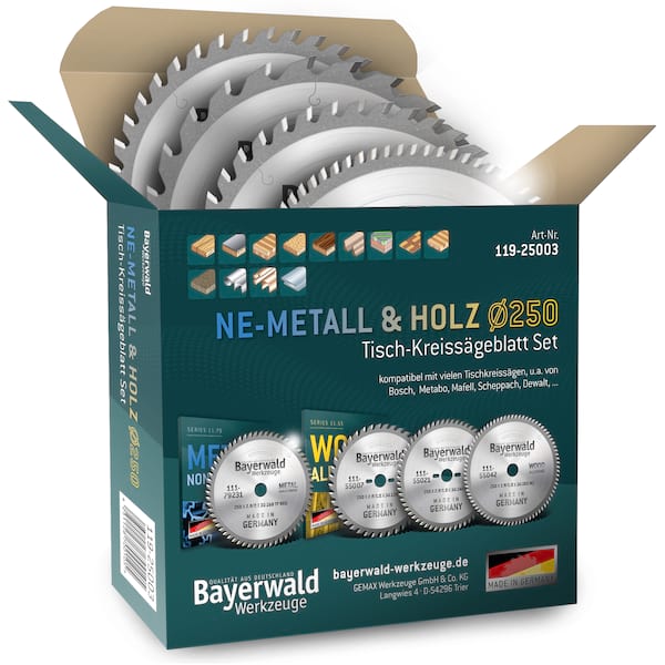 4251128730843 - NE-METALL & HOLZ Ø250 Tisch-Kreissägeblatt Set 4251128730843 - NE-METALL & HOLZ Ø250 Tisch-Kreissägeblatt Set