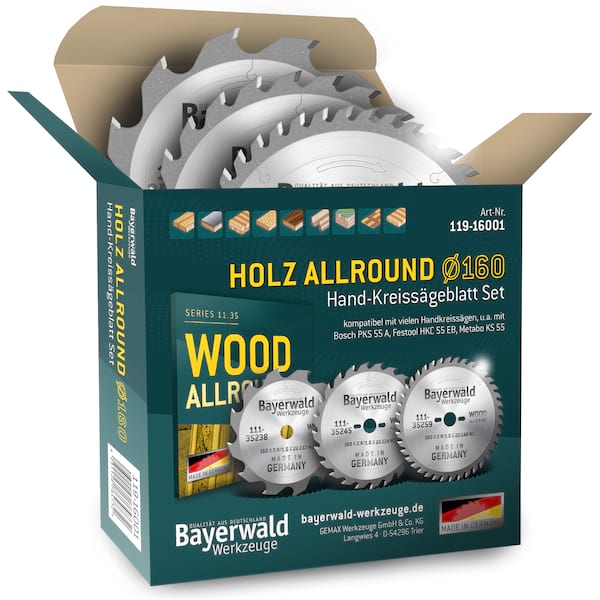 4251128764732 - Bayerwald HOLZ ALLROUND Ø160 Hand-Kreissägeblatt Set