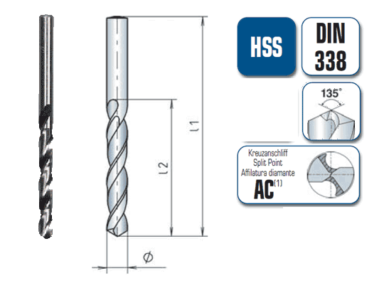 4251128785690 - 10 x HSS G Spiralbohrer DIN 338 - Ø38 mm