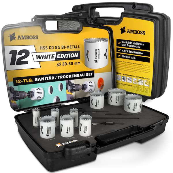 4251128791820 - Amboss M42 BiMetall Lochsägen Set White Edition 12 - 12tlg Ø20 bis 68 mm