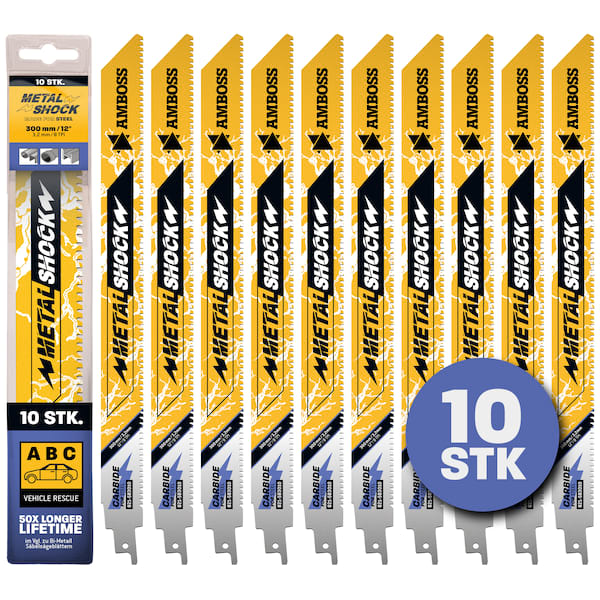 4251128791912 - 10x Amboss Metal Shock Säbelsägeblatt Länge 300 mm 8 ZpZ