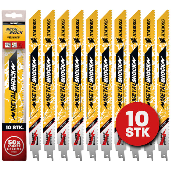 4251128791974 - 10x Amboss Metal Shock Säbelsägeblatt Länge 300 mm 10 ZpZ