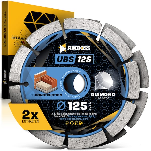 4251128792032 - Amboss UBS 12S Diamant Trennscheiben Set für Mauerschlitzfräse (2 Stück) - 125 x 2 x 222 4251128792032 - Amboss UBS 12S Diamant Trennscheiben Set für Mauerschlitzfräse (2 Stück) - 125 x 2 x 222