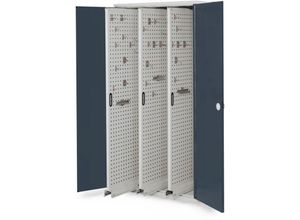 4251142214107 - Schwerlastschrank Vollblechtüren 3 Vertikalauszüge BxTxH 1000x600x1950 mm ral 7035   ral 7016