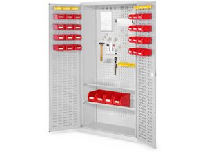 4251142216491 - ®RasterPlan Werkzeugschrank 1950x1000m Modell 5 Tiefe 410mm Schlitzplattentüren lichtgrau