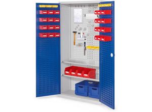 4251142216507 - ®RasterPlan Werkzeugschrank 1950x1000m Modell 5 Tiefe 410mm Schlitzplattentüren enzianblau