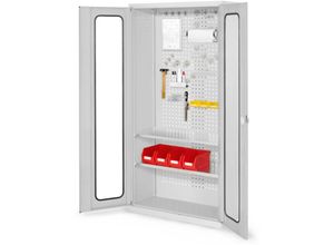 4251142216521 - ®RasterPlan Werkzeugschrank 1950x1000m Modell 5 Tiefe 410mm Sichtfenstertüren lichtgrau