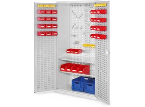 4251142216828 - ®RasterPlan Werkzeugschrank 1950x1000m Modell 5 Tiefe 500mm Schlitzplattentüren lichtgrau