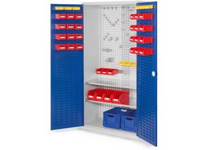 4251142216835 - ®RasterPlan Werkzeugschrank 1950x1000m Modell 5 Tiefe 500mm Schlitzplattentüren enzianblau